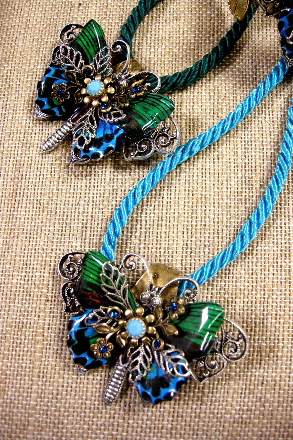 Butterfly Pendant on Twisted Cord (1)  -  Free Shipping USA  -