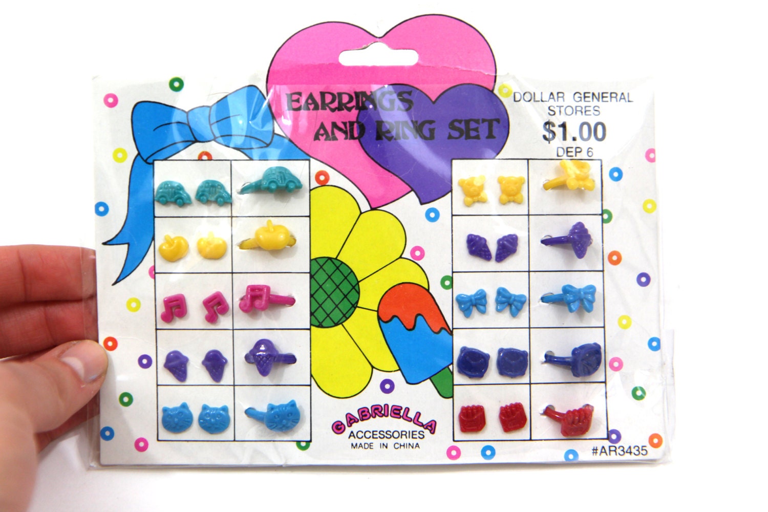 Vintage 90s Deadstock Novelty Ring and Earring Set