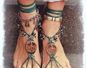 Tribal TREE BAREFOOT SANDALS Forest Fairy artisan sandals Tree hugger foot jewelry Bohemian Shoes Tribal Wedding Yggdrasil Naturalist