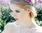 Cute Lolita Kawaii Stripy Nautical Red Anchor Fabric Retro Pin Up Rockabilly Bow Headband