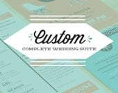 Custom Complete Wedding Paper Goods Design Package- Save the Date, Invitation, Programs, Menus, Guest Book Poster, Table numbers, etc.)