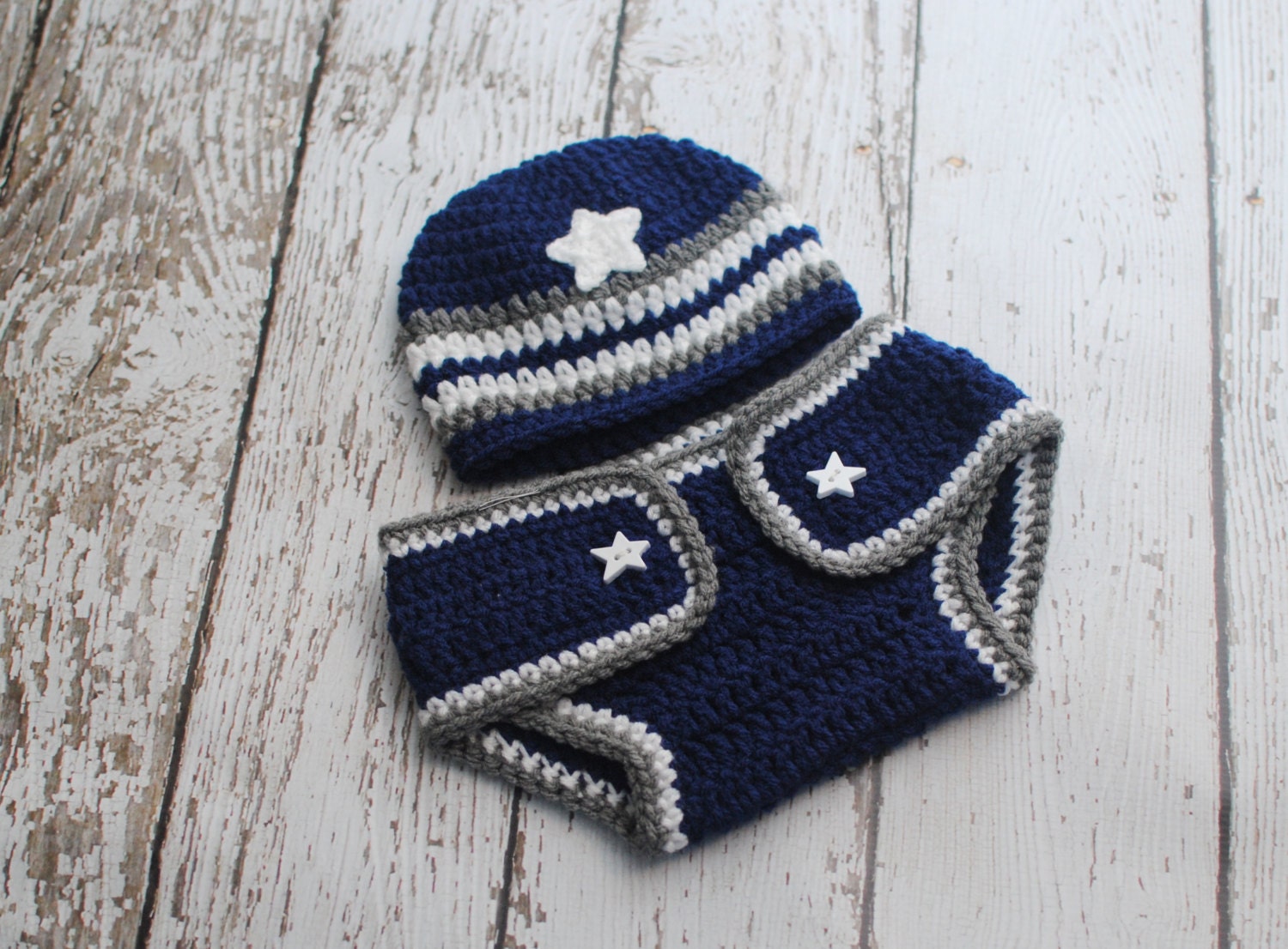 Baby Dallas Cowboys Beanie and Diaper Cover Set, Photo Prop, Baby Football, Baby Dallas Cowboys Set, MADE TO ORDER - Newborn to 24 Months