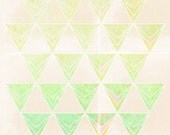 Abstract Art Print, Colourful Triangles, Lime, Green, Yellow, Pattern, Soft Pattern, Modern Art, Abstract Print - Hazy Dream