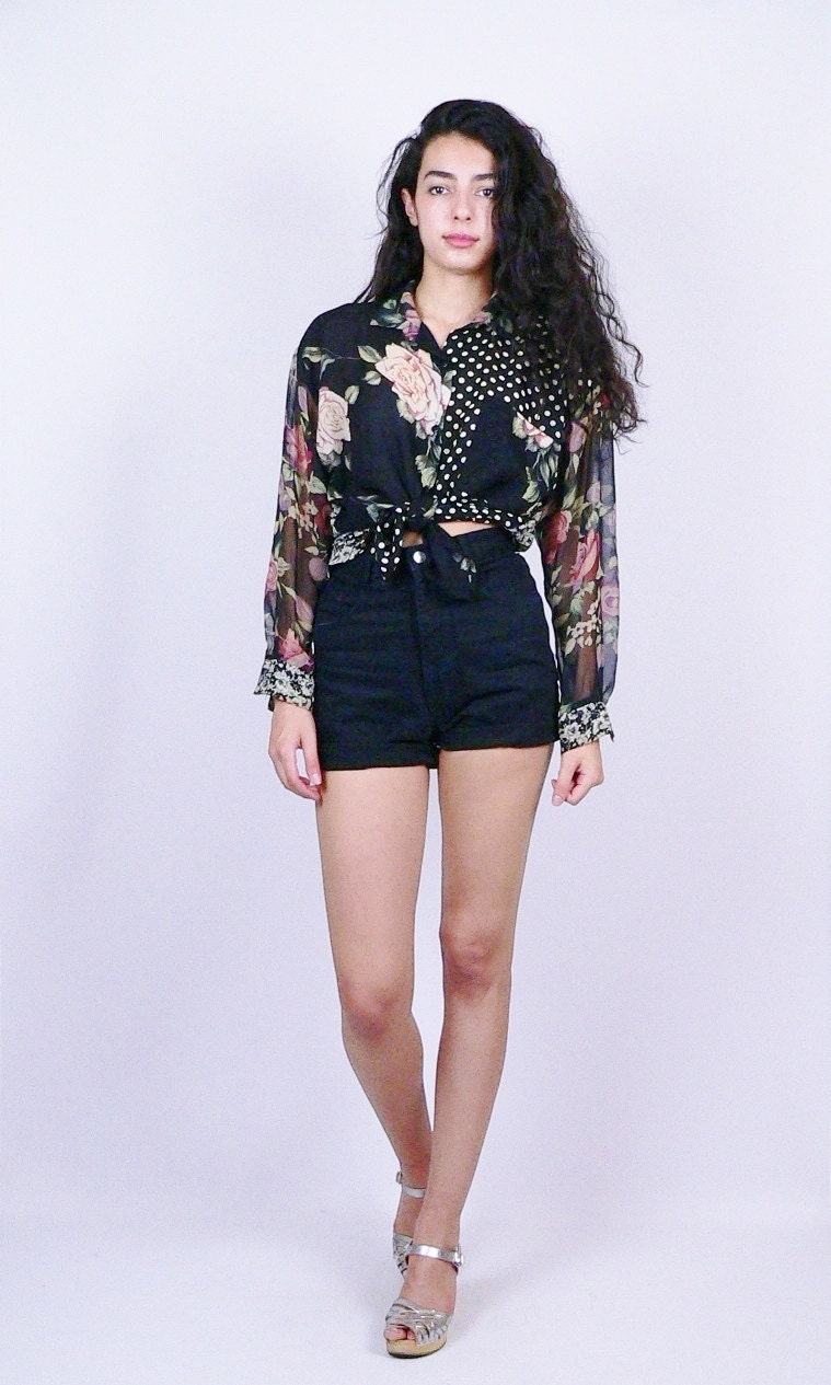 90s Sheer Button Down Blouse