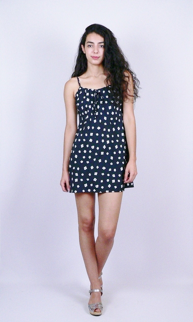 90s Black Floral Mini Dress