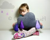 CLOUD PILLOW Cushion with Different Shades of Purples RAINDROPS - Cloud Elephant Grey Coloured Lovely Soft & Fluffy Fleece