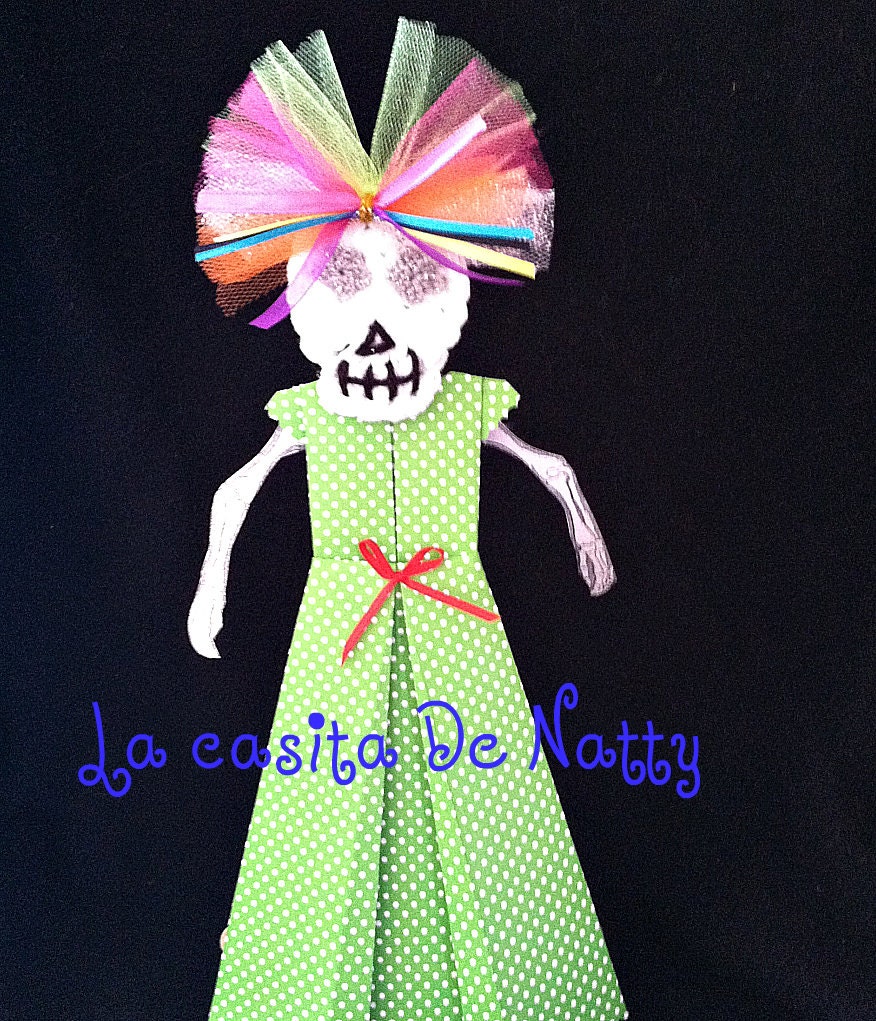 Day of the dead Catrina paper and crochet doll  ----Free shipping----