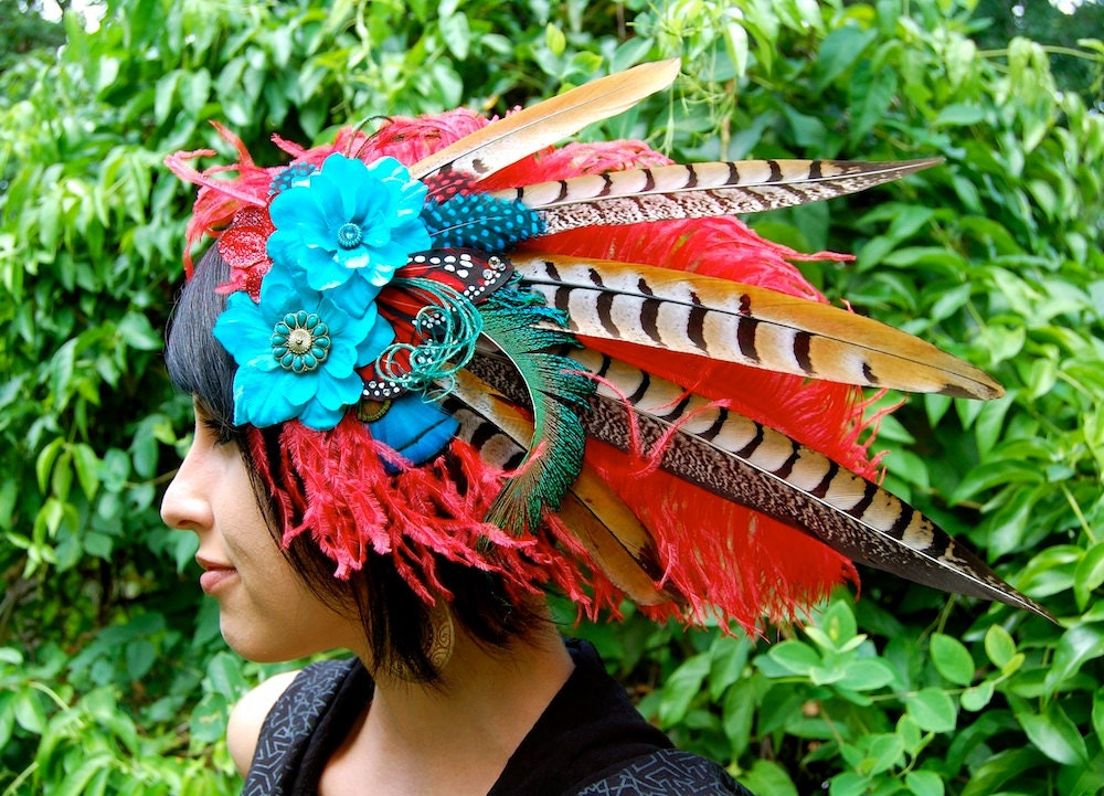 CRIMSON GODDESS Feather Headdress