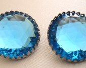 Huge Original Vintage Blue Glass Earrings Cyber Monday Event going on now