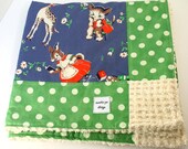 Sweet Vintage Animals  Baby to Toddler Chenille Stroller Blanket - READY TO SHIP
