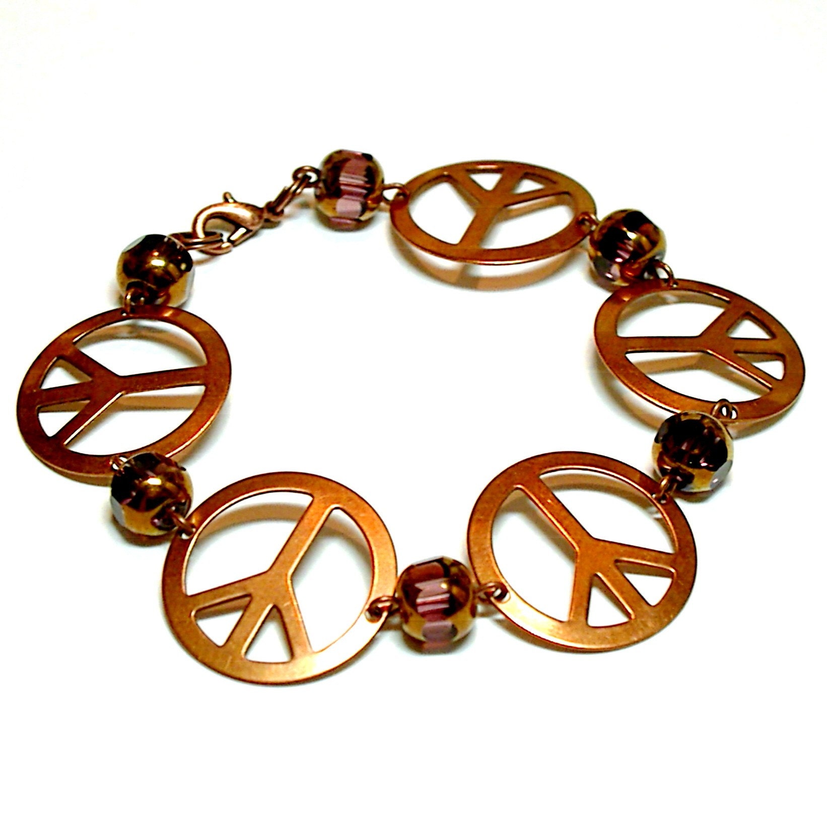 Peace All Around Copper Bracelet (Purple)