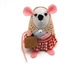 Travelling Mouse Ornament suitcase felt mice rat hamster gift animal lover collector - Emma the Travelling Mouse - READY TO SHIP