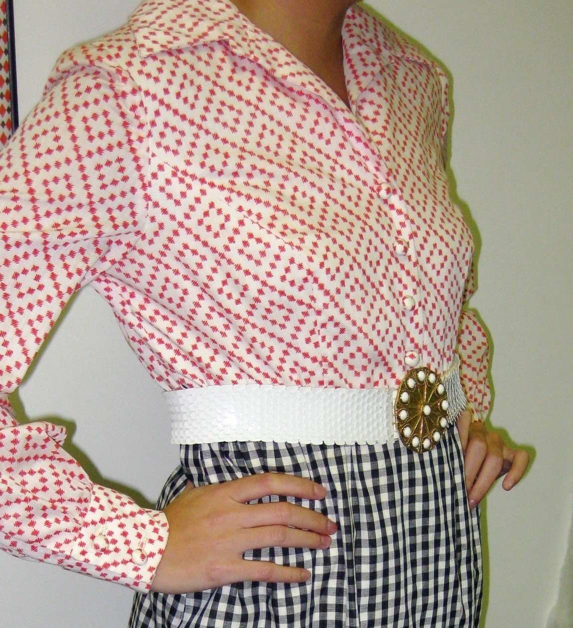 60s Couture Gingham Hostess Party Dress - S/M