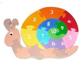 Children's Educational Handcrafted Wooden 3D Puzzle - Counting Snail