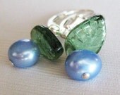 Drop Earrings in Whimsical Very Berry Blue Pearl