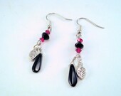 Black Drop Leaf Earrings