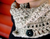Oatmeal Neck Warmer/Cowl with Wooden Buttons