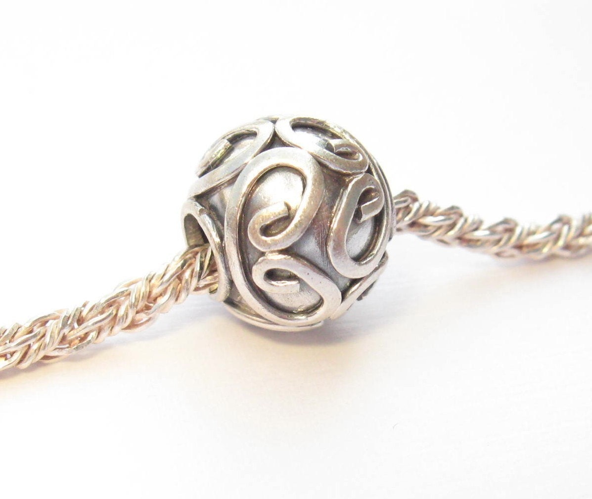 Sterling Silver Pandora Style Large Hole Bead - SWIRLS