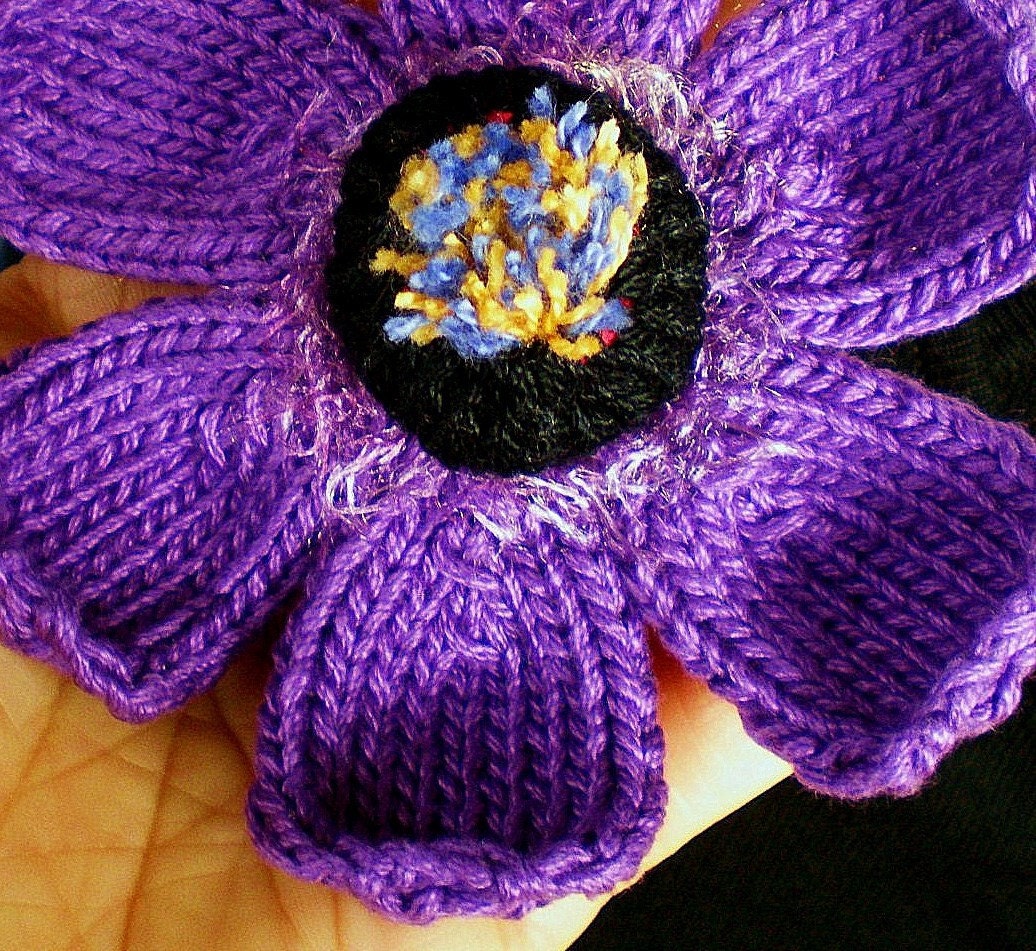 Purple Anemone Brooch - Fiber Art Jewelry