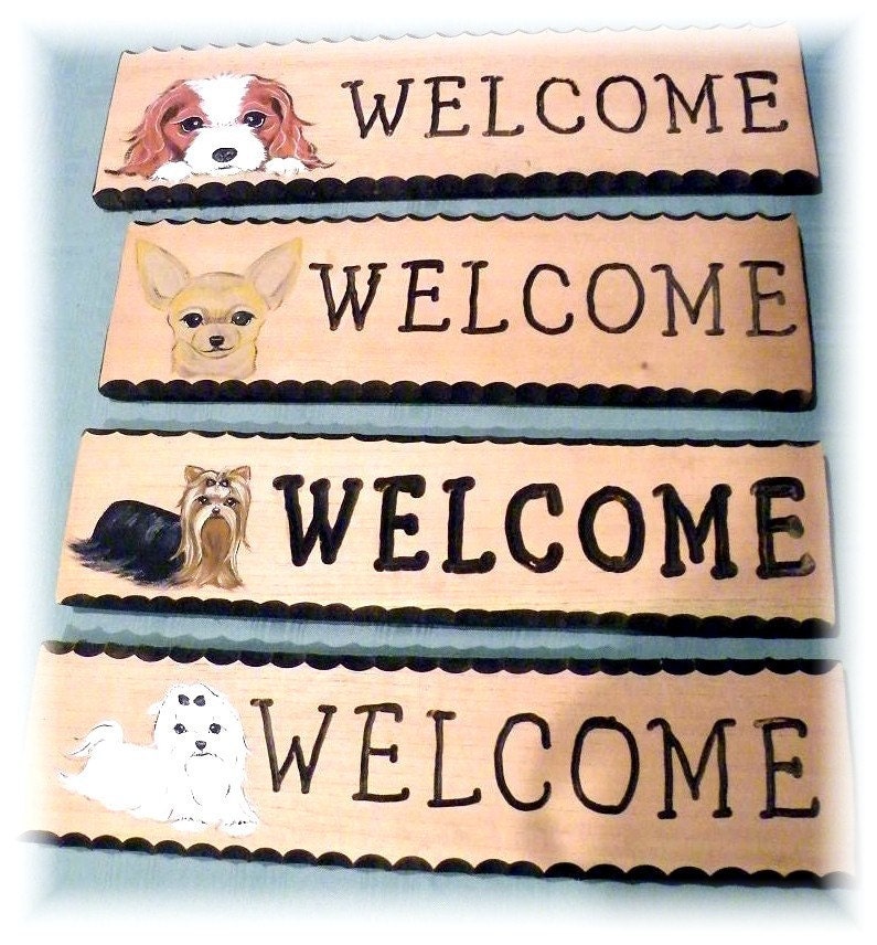 Custom Dog Hand Painted WELCOME Wooden Sign