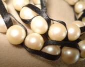 Pearl Strand Necklace on Black Satin Ribbon