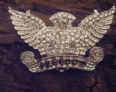 Rhinestone Bling Heart with Wings Freedom Silver Metal Pendant Magnetic