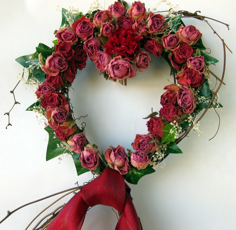 My Valentine Heart Wreath with Dried Minature Roses