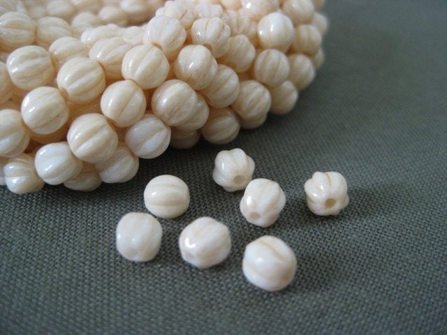champagne luster czech glass mini melon beads, 5mm