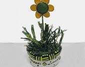 Whimsical Yellow Flower In Pot Original Sculpture M Collins WWAO