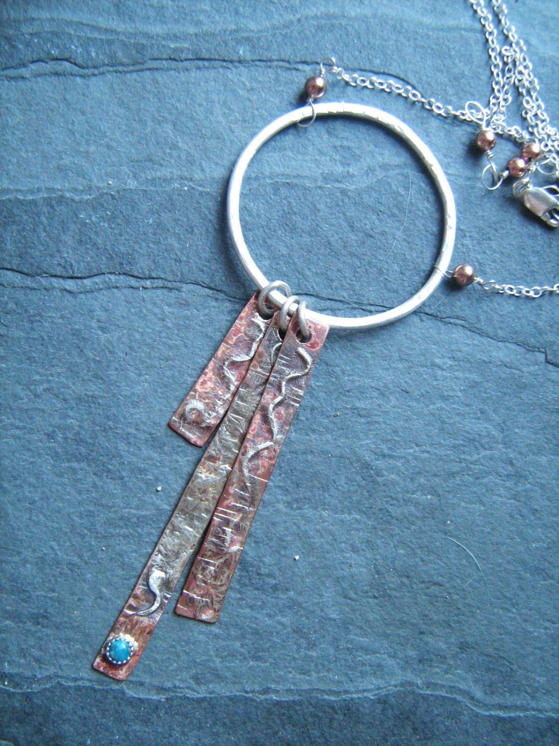 sterling and copper  fusion necklace, Chimes SALE 50% OFF