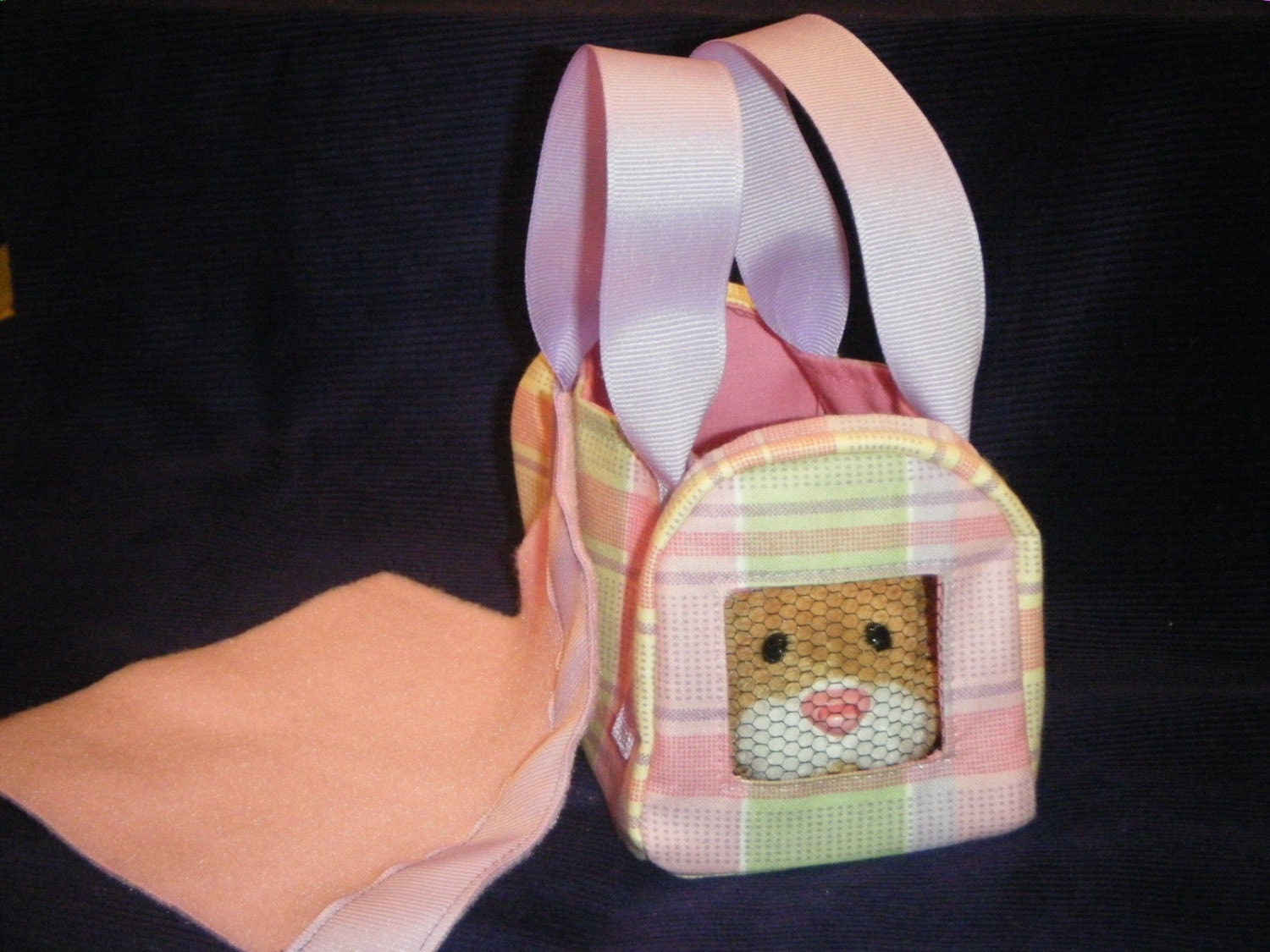 Pet Carrier with Matching Blanket for Zhu Zhu Pet Hamsters - Pink and Purple