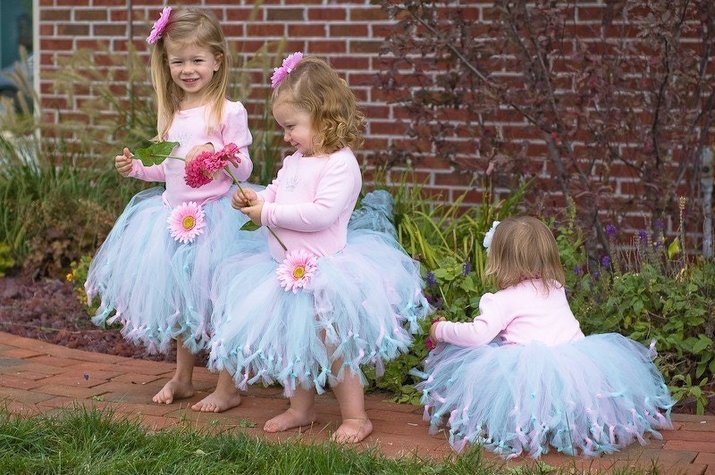 Simply Sweet Tutus- Cotton Candy Tutu - Aqua and Pink - Medium(3-4 Years) - Perfect for 3rd 4th Birthday Party, Photography Prop, and Summer Pictures