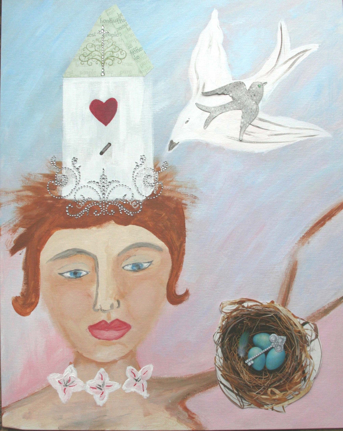 20 X 16 Original Painting, Contemporary, Mixed Media, Surreal,  Title - Crowning Achievement