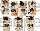 Altered Antique Hats from Catalog...2 inch square Charm size... Digital Collage Sheet 