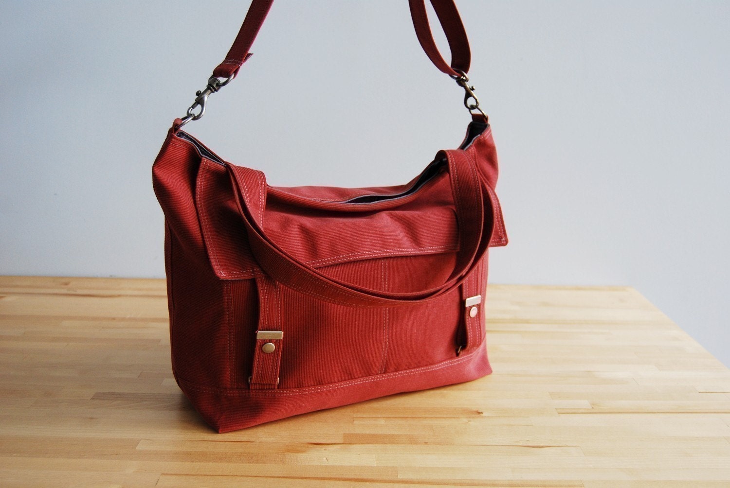 The Letter Bag - in rosewood - with an adjustable strap