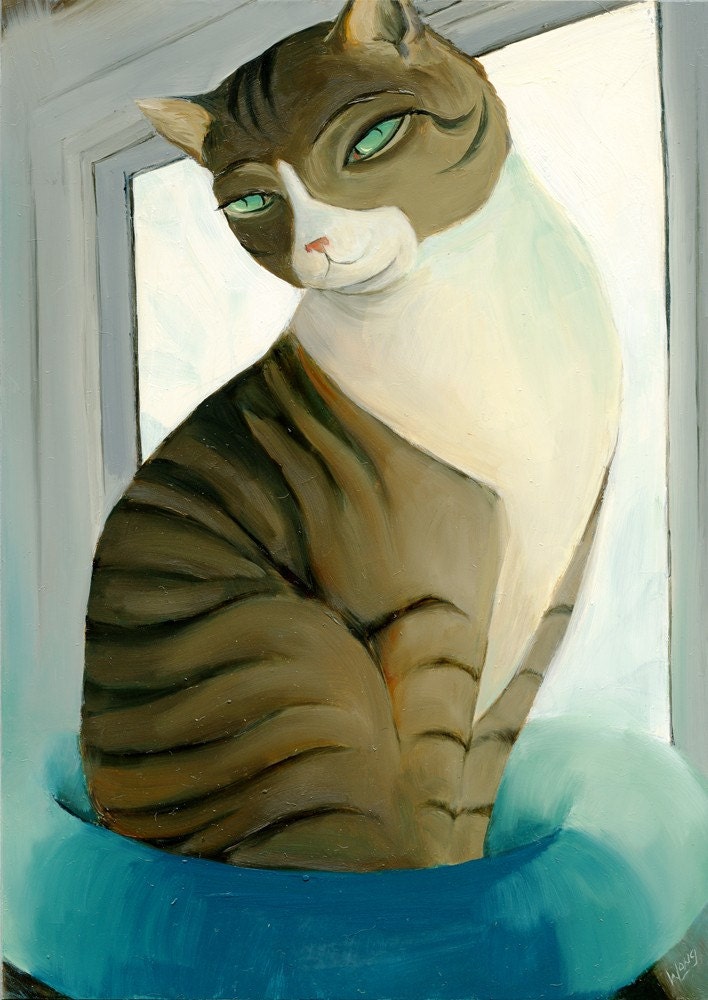 Original 5x7 Oil Painting -- Window Kitty