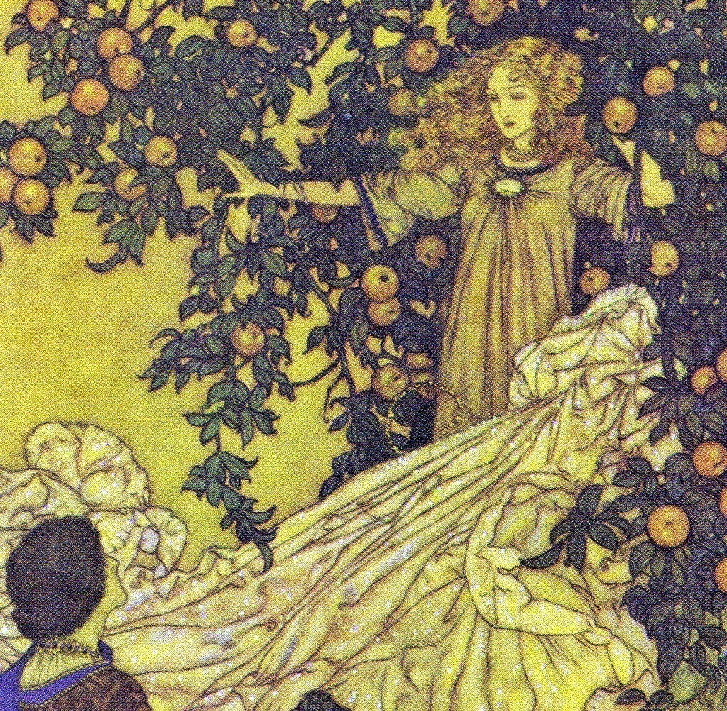 The Fairy's Shimmering Garment by Edmund Dulac, Green Tiger Press Vintage Postcard
