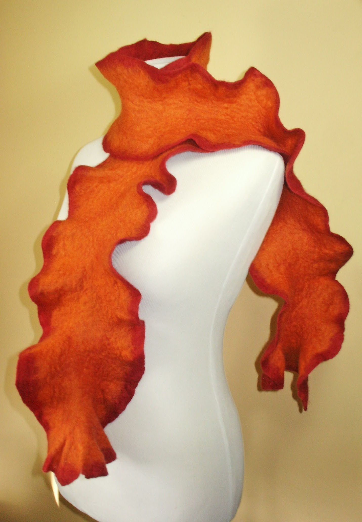 Flamenco Felted Scarf - Flame (reversible)