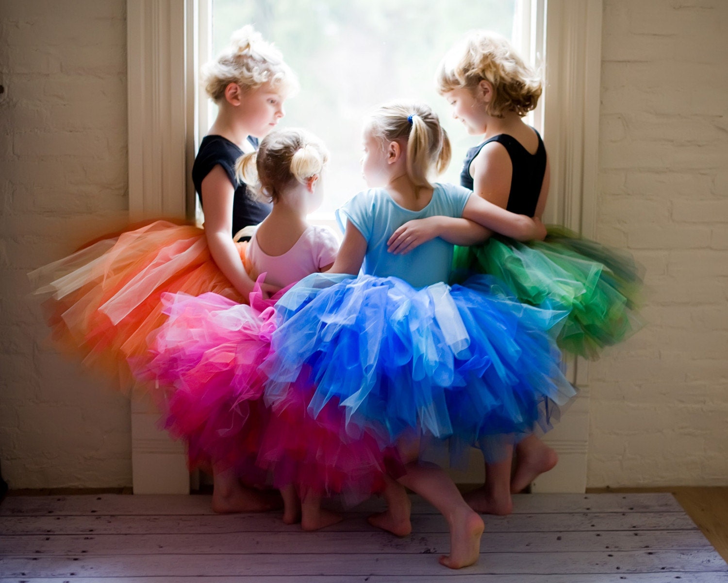 Handmade rainbow tutu (single tutu) pink, blue, green, or orange - Girl size 12 months - 6