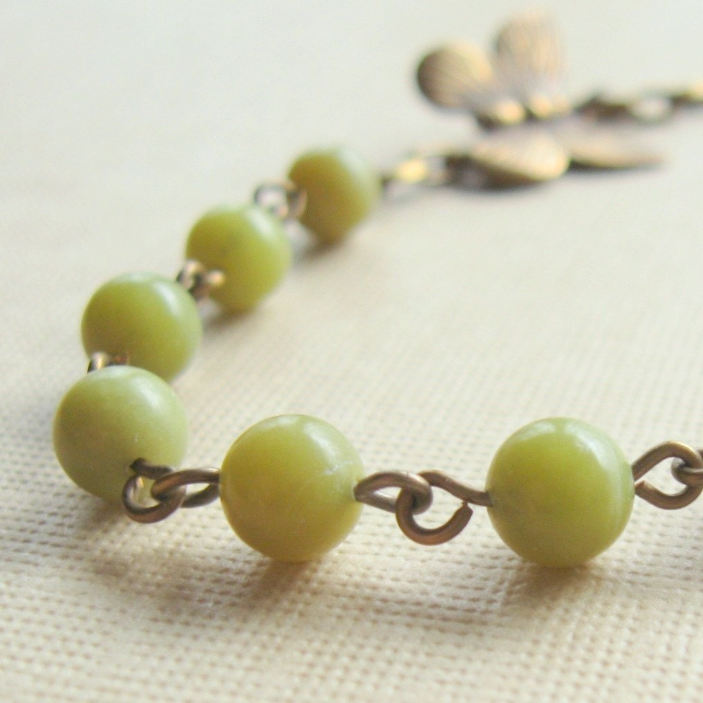 Light Olive Green Butterfly Necklace  Fashion Gifts tbteam tpt team