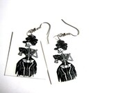 El Dia de los Muertos Day of the Dead Skeleton Lady Earrings Photo Jewelry
