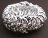 Elizabeth Chainmail Ring - sterling silver jump rings -- made to order