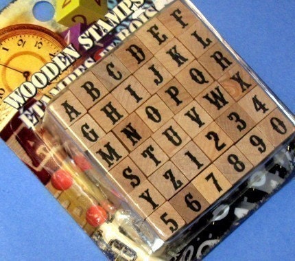 ALPHABET NUMBERS mounted rubber STAMP SET 36 pcs - Great for scrapbooking collage altered art UPPER CASE