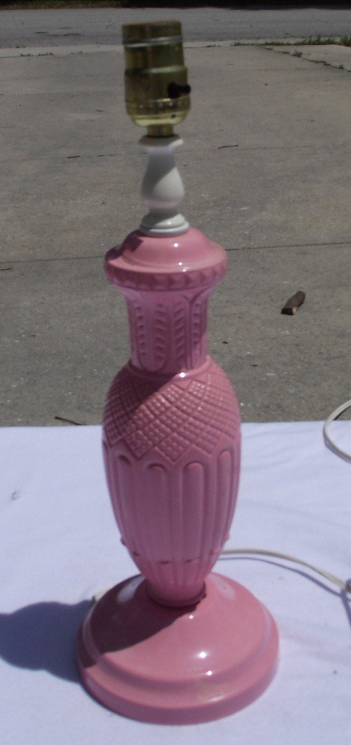 Vintage 1950s Pink Glass Lamp