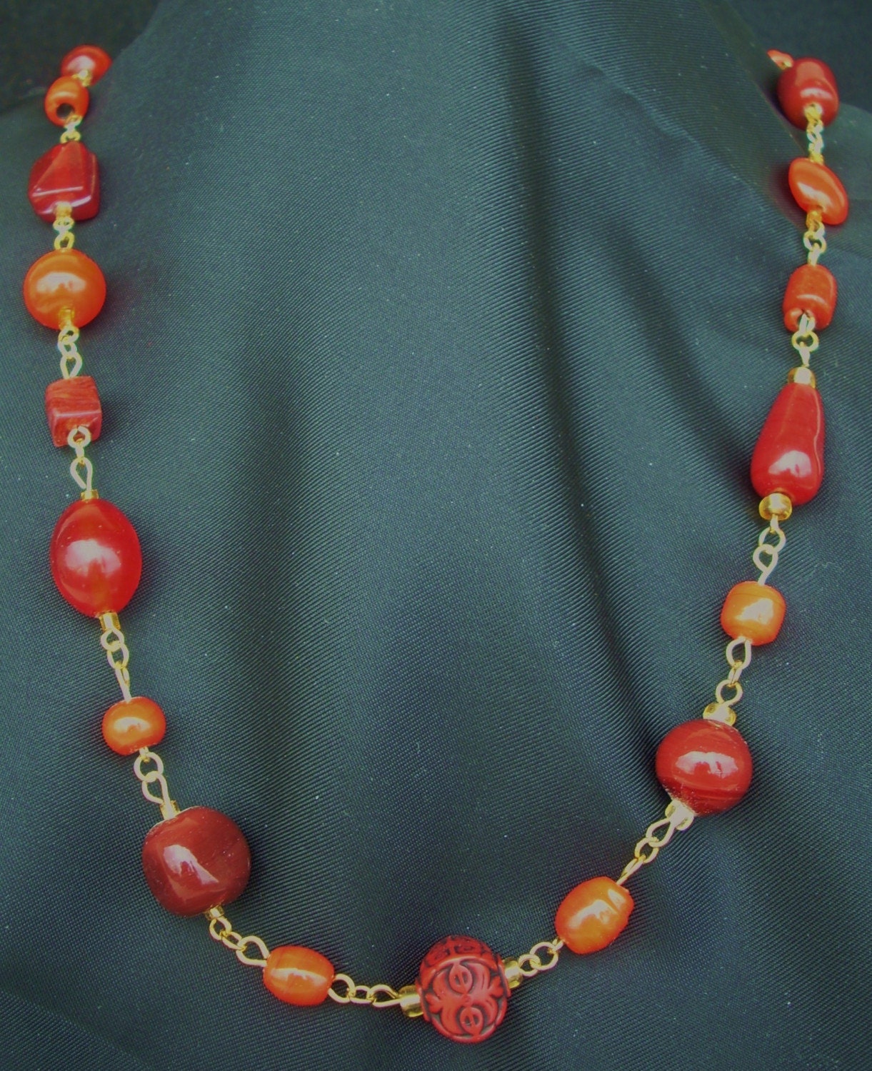 Shades of Red Long Necklace