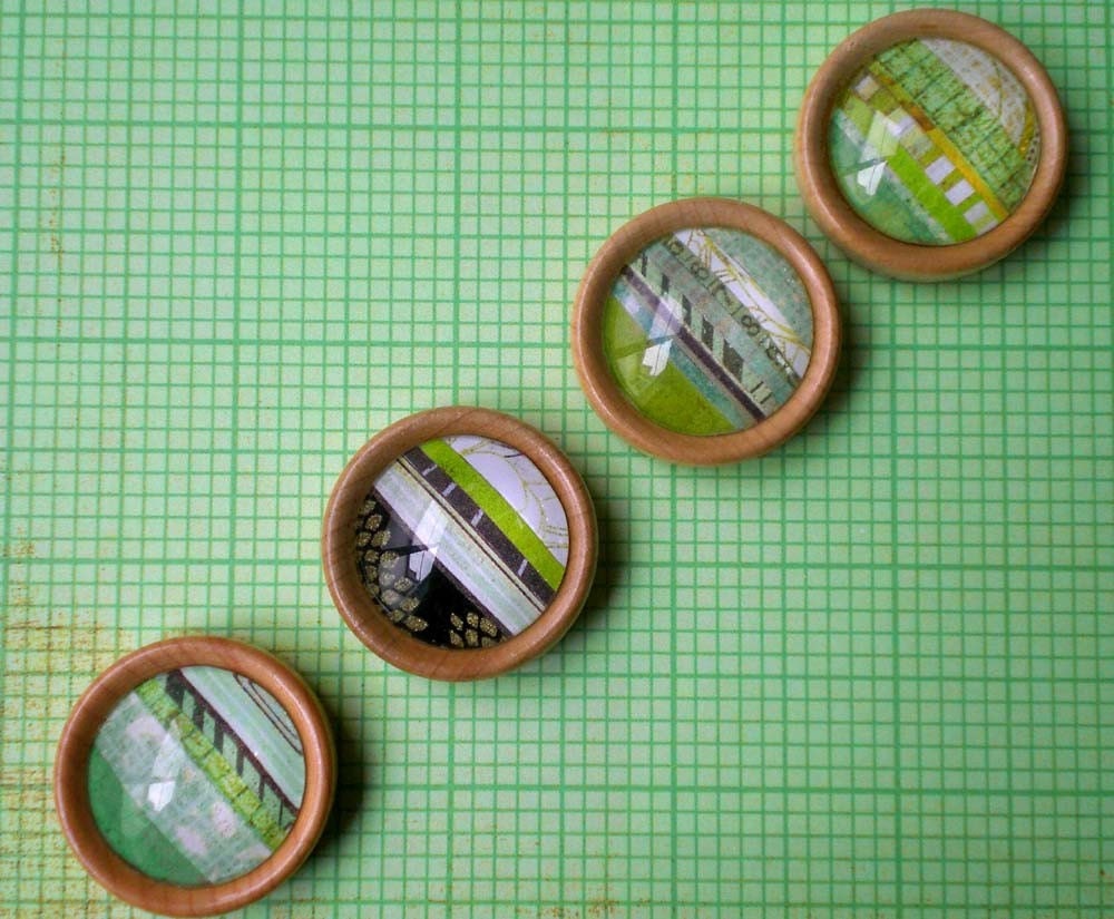 Original Art Magnets - Set of 4 in GREENS
