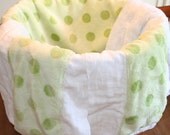 Your Lovey Grubbies burp cloths, polka dots green orbit dots, set of 2