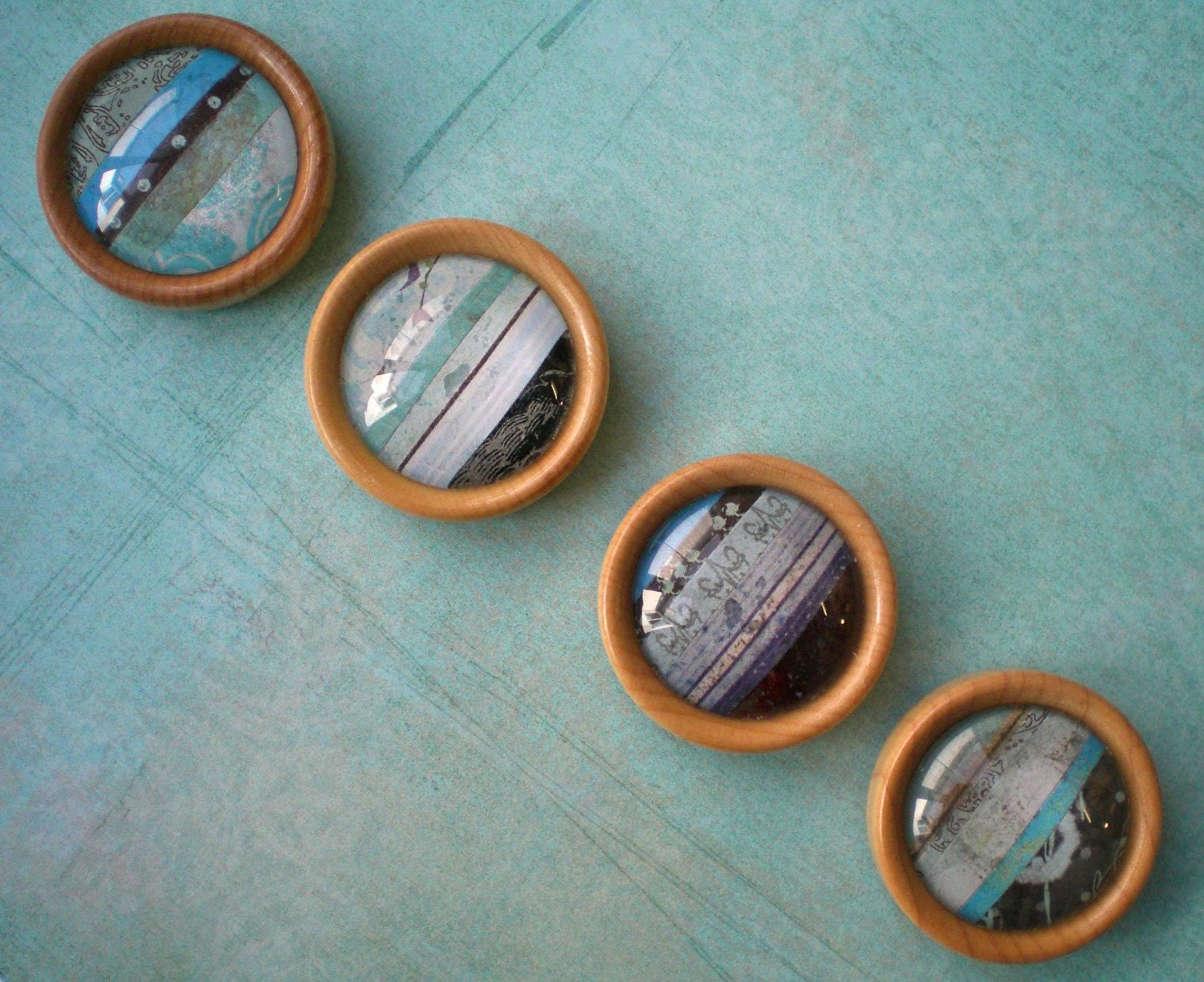 Original Art Magnets - Set of 4 in BLUES