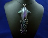 Deep Space Squid Necklace - Polymer Clay Jewelry Pendant