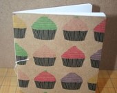 Colorful Cupcakes on Brown Handbound notebook